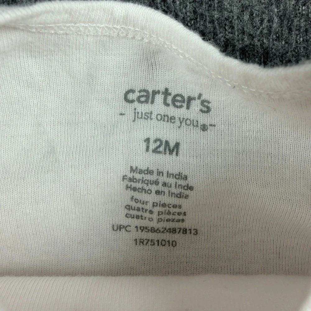 Carters Cat & Jack Baby Boys 4pc‎ Lot Bodysuits Tee 9-12M Blue White Striped